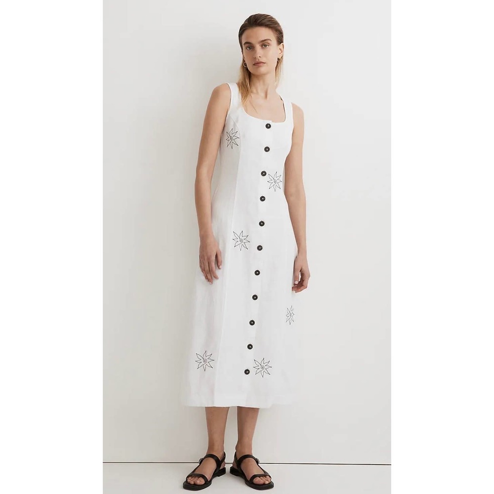 NWT Madewell Button Front Midi Dress Linen Size 12